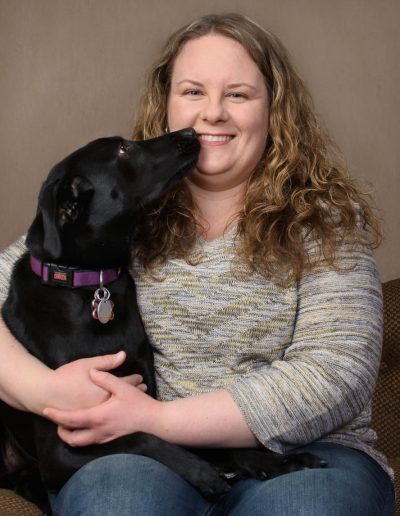 Woman and Black Lab Dog Portrait
