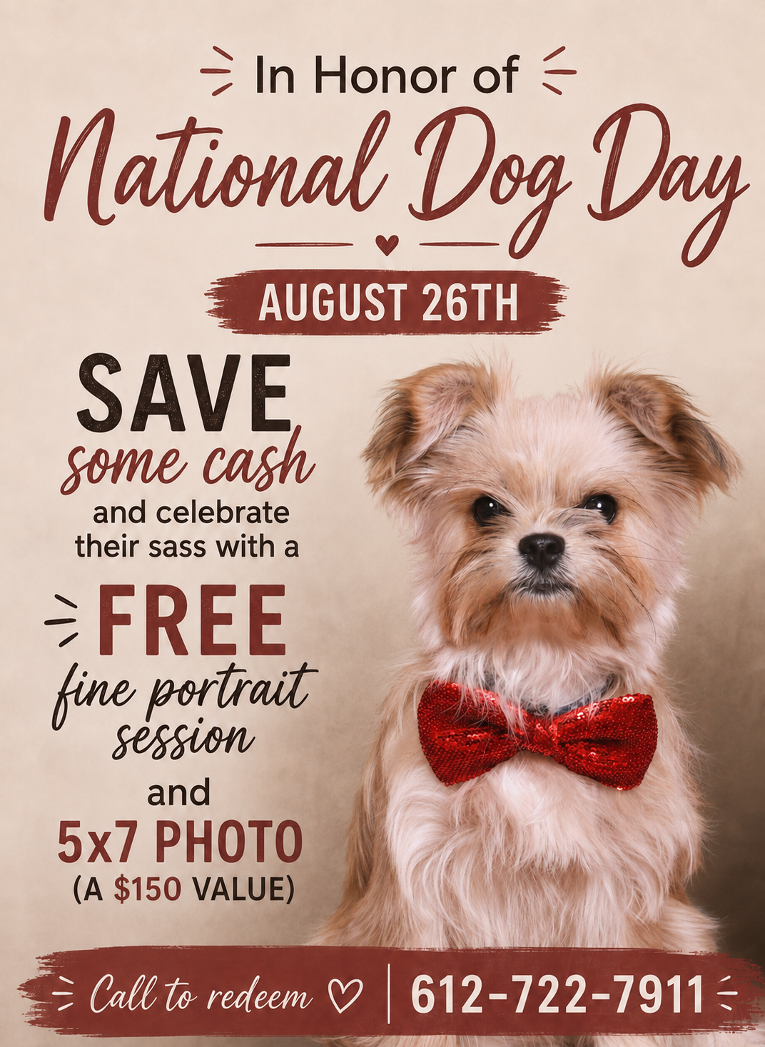 National Dog Day promotion at Patrick Nau Portraits.